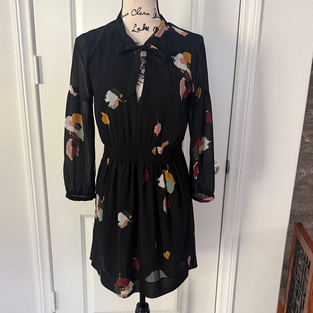 Madewell Black Dress with Multicolor Floral Design